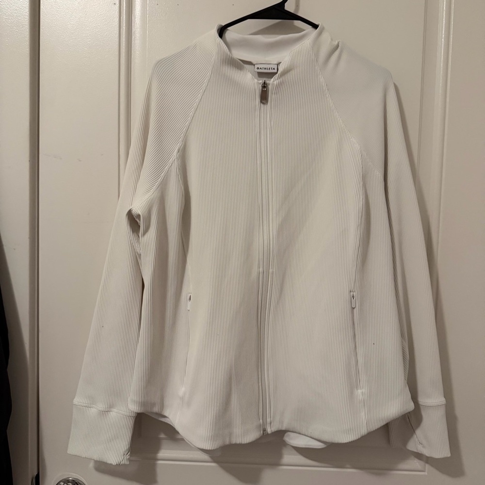 Athleta Salutation Ribbed White Jacket - image 1